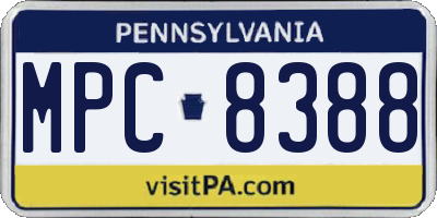 PA license plate MPC8388