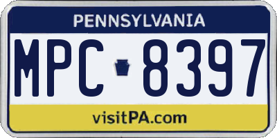 PA license plate MPC8397