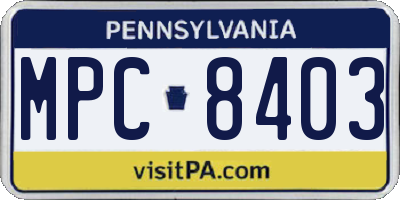 PA license plate MPC8403