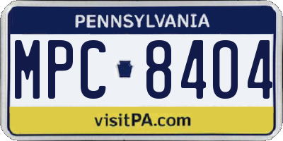 PA license plate MPC8404