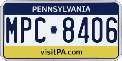 PA license plate MPC8406