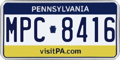 PA license plate MPC8416