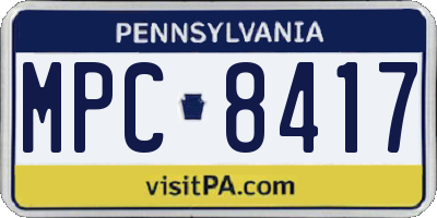 PA license plate MPC8417