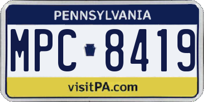 PA license plate MPC8419