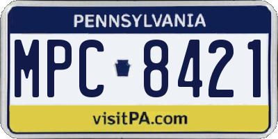 PA license plate MPC8421