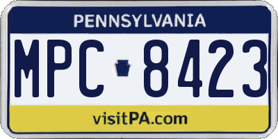 PA license plate MPC8423