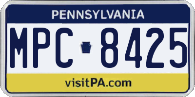 PA license plate MPC8425