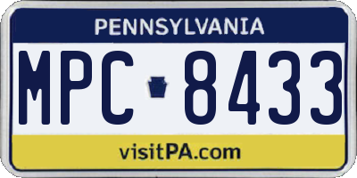 PA license plate MPC8433