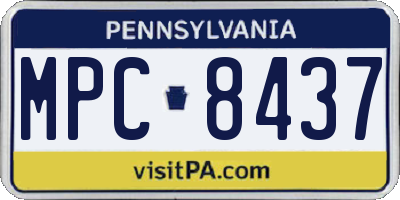 PA license plate MPC8437