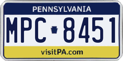 PA license plate MPC8451