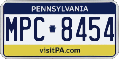 PA license plate MPC8454