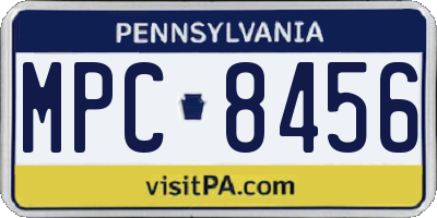 PA license plate MPC8456