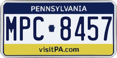 PA license plate MPC8457