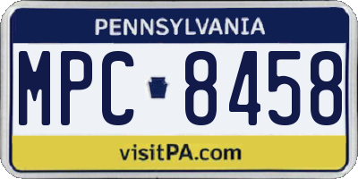 PA license plate MPC8458