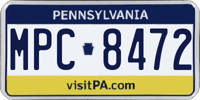 PA license plate MPC8472