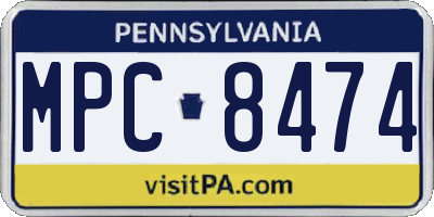 PA license plate MPC8474