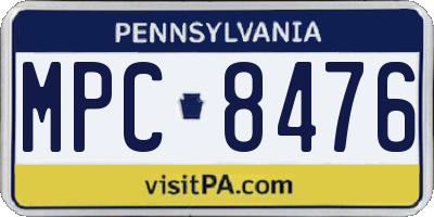 PA license plate MPC8476