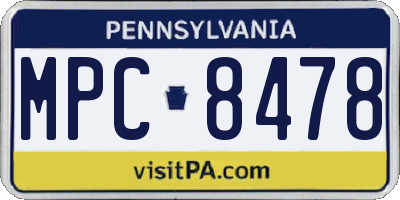 PA license plate MPC8478