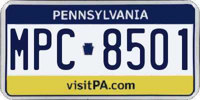 PA license plate MPC8501