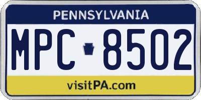 PA license plate MPC8502