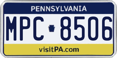 PA license plate MPC8506