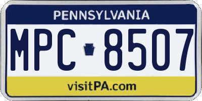 PA license plate MPC8507