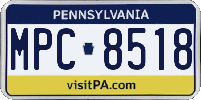 PA license plate MPC8518