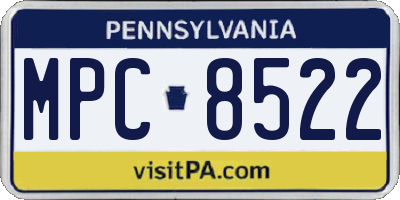 PA license plate MPC8522
