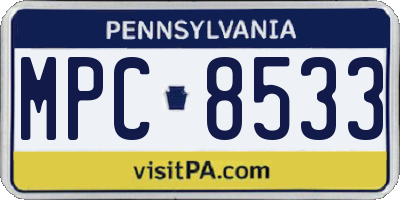 PA license plate MPC8533