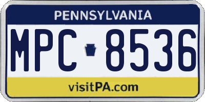 PA license plate MPC8536