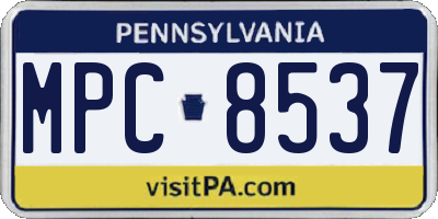 PA license plate MPC8537