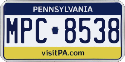 PA license plate MPC8538
