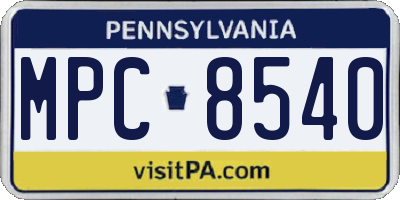 PA license plate MPC8540