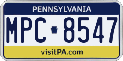 PA license plate MPC8547