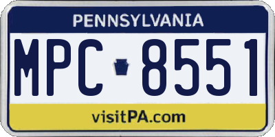 PA license plate MPC8551