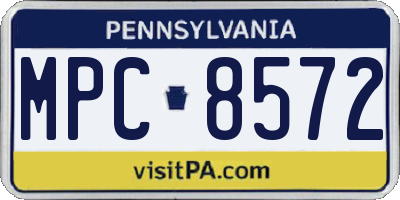 PA license plate MPC8572