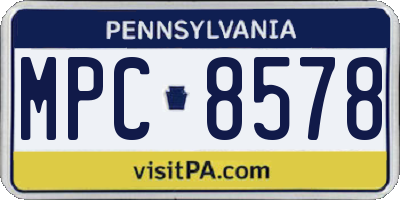 PA license plate MPC8578