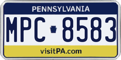PA license plate MPC8583