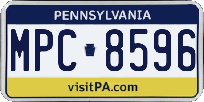 PA license plate MPC8596