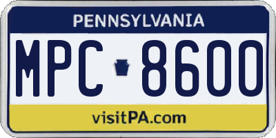 PA license plate MPC8600
