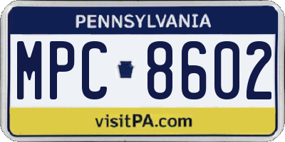 PA license plate MPC8602
