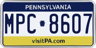 PA license plate MPC8607