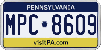 PA license plate MPC8609