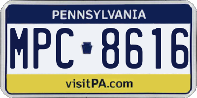 PA license plate MPC8616