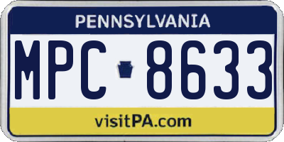 PA license plate MPC8633