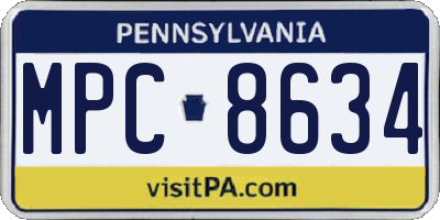 PA license plate MPC8634
