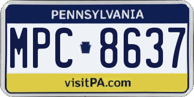 PA license plate MPC8637