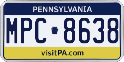 PA license plate MPC8638
