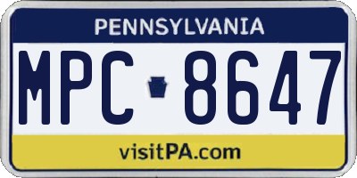 PA license plate MPC8647