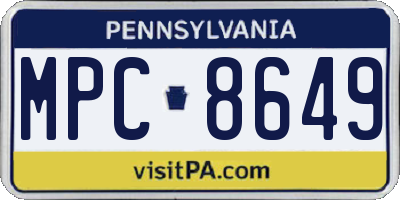 PA license plate MPC8649